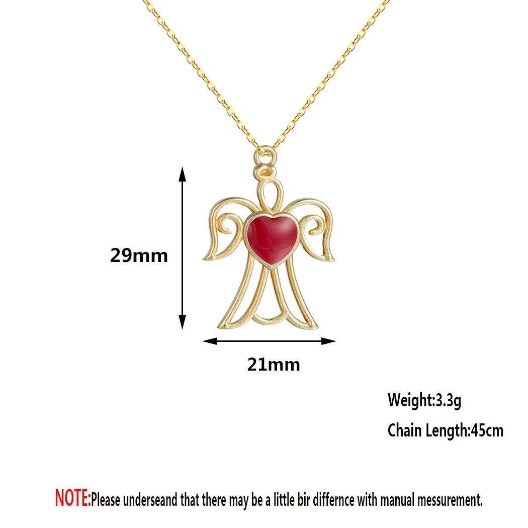 Массивное ожерелье QIMING с крыльями ангела красным любовным сердцем религиозные