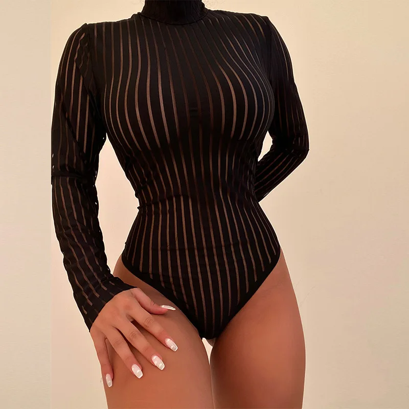 

2021 hot-selling fashion striped sexy jumpsuit sexy bikini bandeau swimsuit