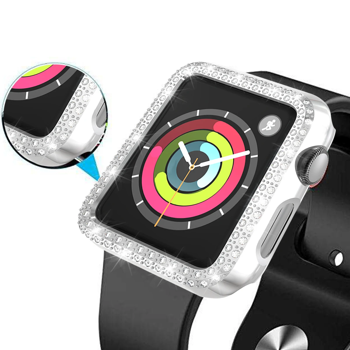 Чехол для часов с двумя алмазами для apple watch 5, 4, 3, 2, чехол 38 мм, 42 мм, 40 мм, 44 мм, защитный чехол для экрана для iWatch Series 5, 4