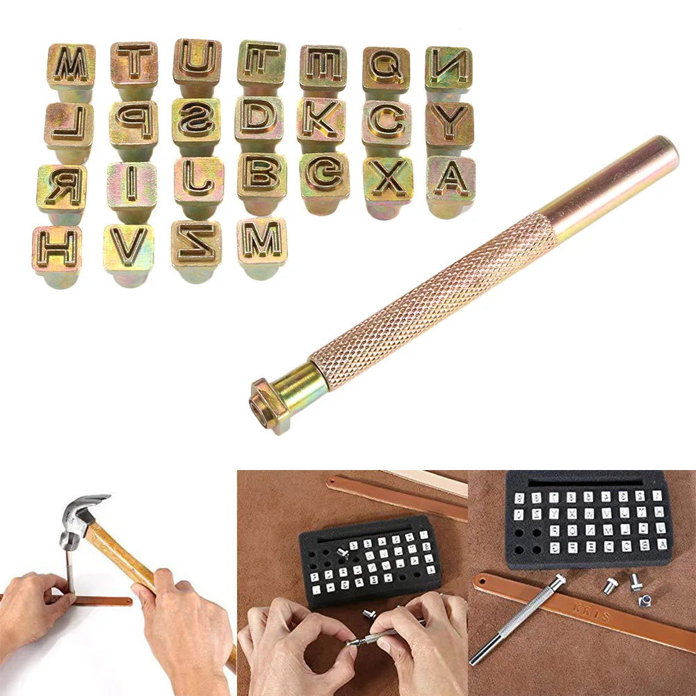 26 шт. набор кожаных стемперов с буквенным алфавитом стальной перфоратор