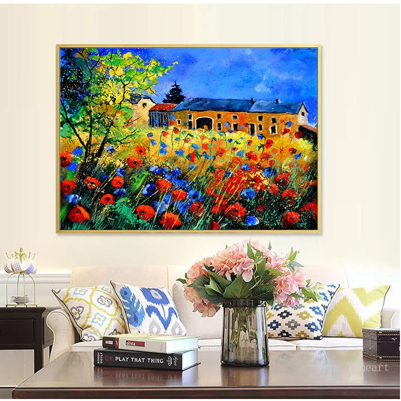 Аннотация Красный мак акварель масло Картины принты постер холст искусство