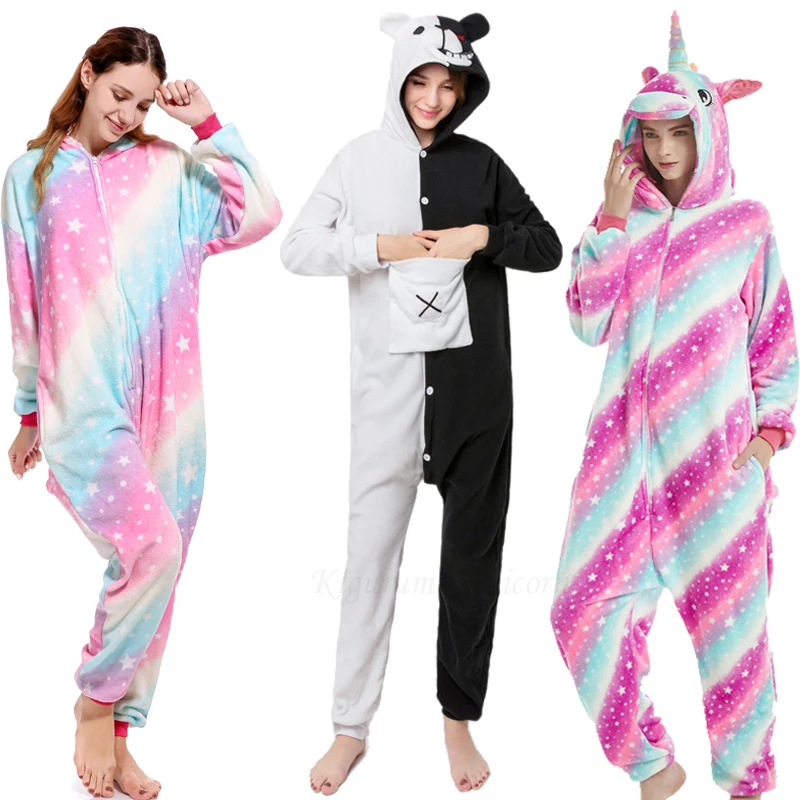 Кигуруми Единорог Пижама для взрослых животных стежка комбинезон женщин и