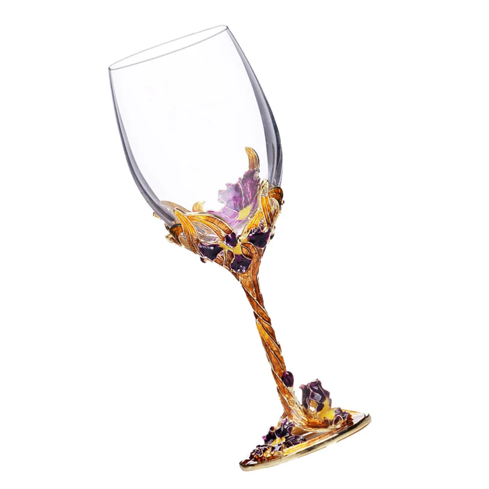 Хрустальный эмалированный бокал прозрачная красная стеклянная подставка посуда
