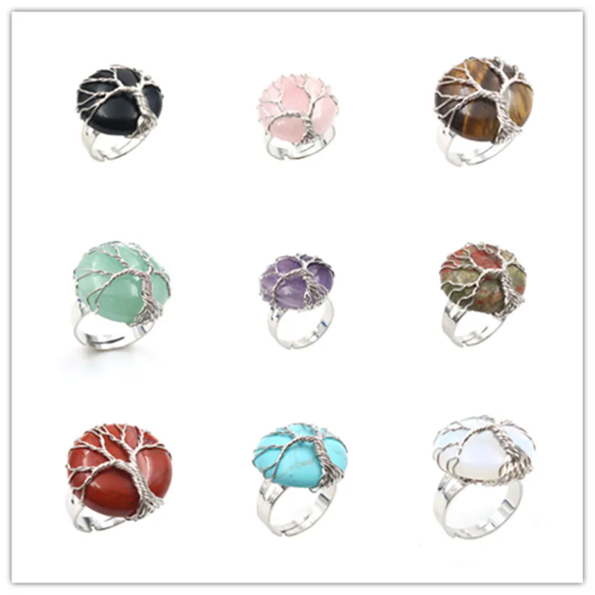 FYJS уникальный белый K Wire обёрточная бумага Древо жизни круглый зеленый авантюрин