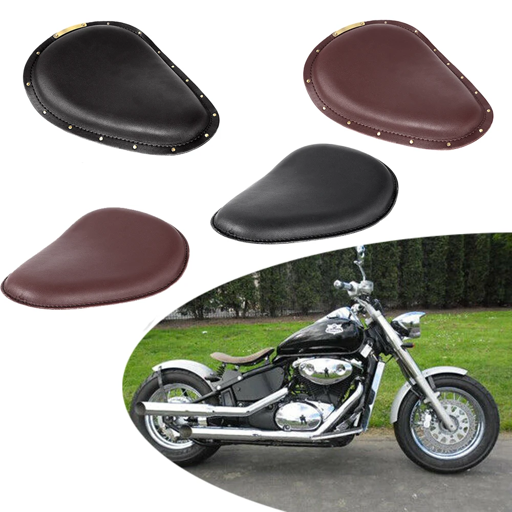 

Universal Black/Brown Motorcycle Solo Driver Seat with Springs Bracket Mount For Harley Softail Chopper Bobber