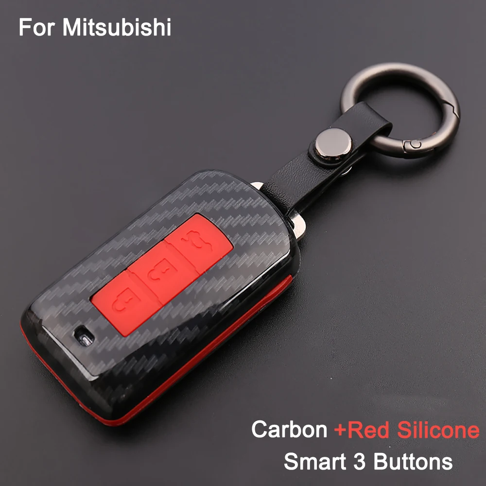 Чехол из углеродного волокна ABS для автомобильного стайлинга чехол ключа Mitsubishi