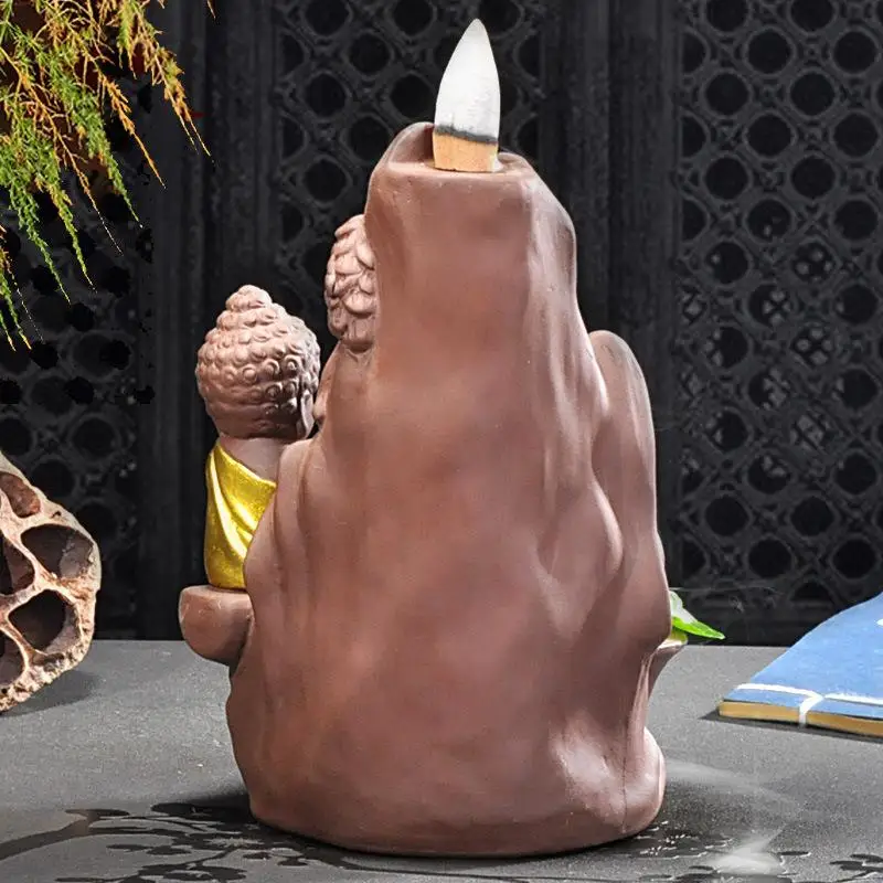 

Buddha Backflow Incense Burner Mountain River Handicraft Incense Sticks Holder Ceramic Waterfall Smoke Incense Burner Wierook