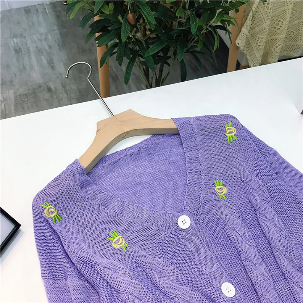 Женский вязаный Свободный кардиган Free Ostrich Повседневный свитер с вышивкой