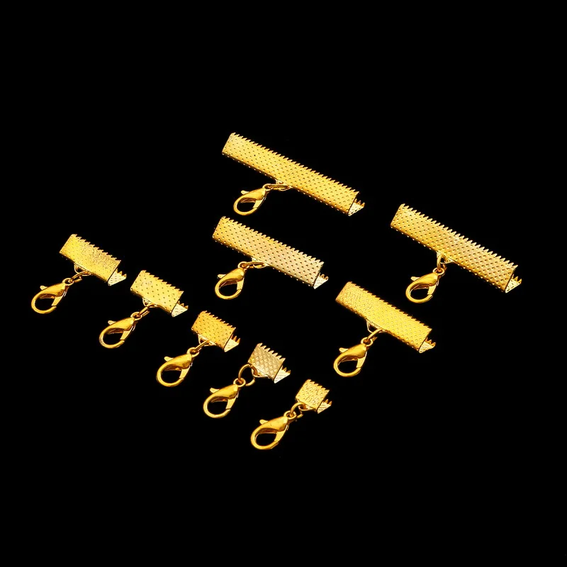 

Ribbon Leather Cord End Fastener Clasps With Chains Lobster Clasps Connectors For Bracelet Diy Jewelry Making Findings 10pcs/lot