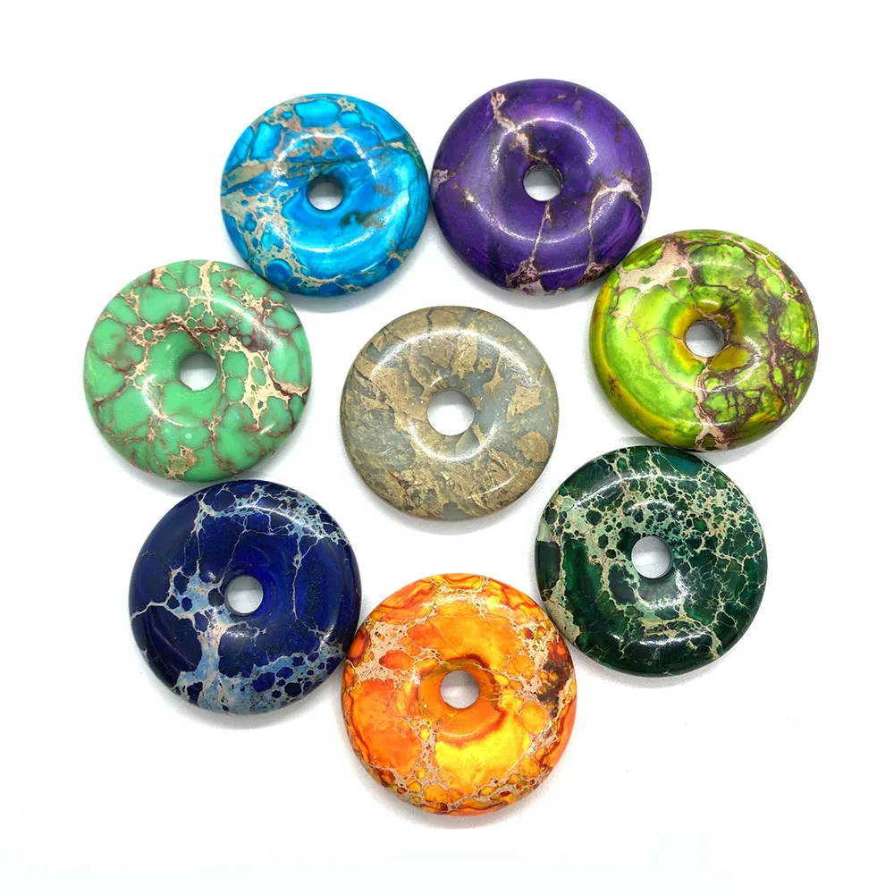 

Natural Imperial Stone Pendant Beads with Holes DIY Making Necklace Earrings Jewelry Accessories Supplies Gift Size 29 mm
