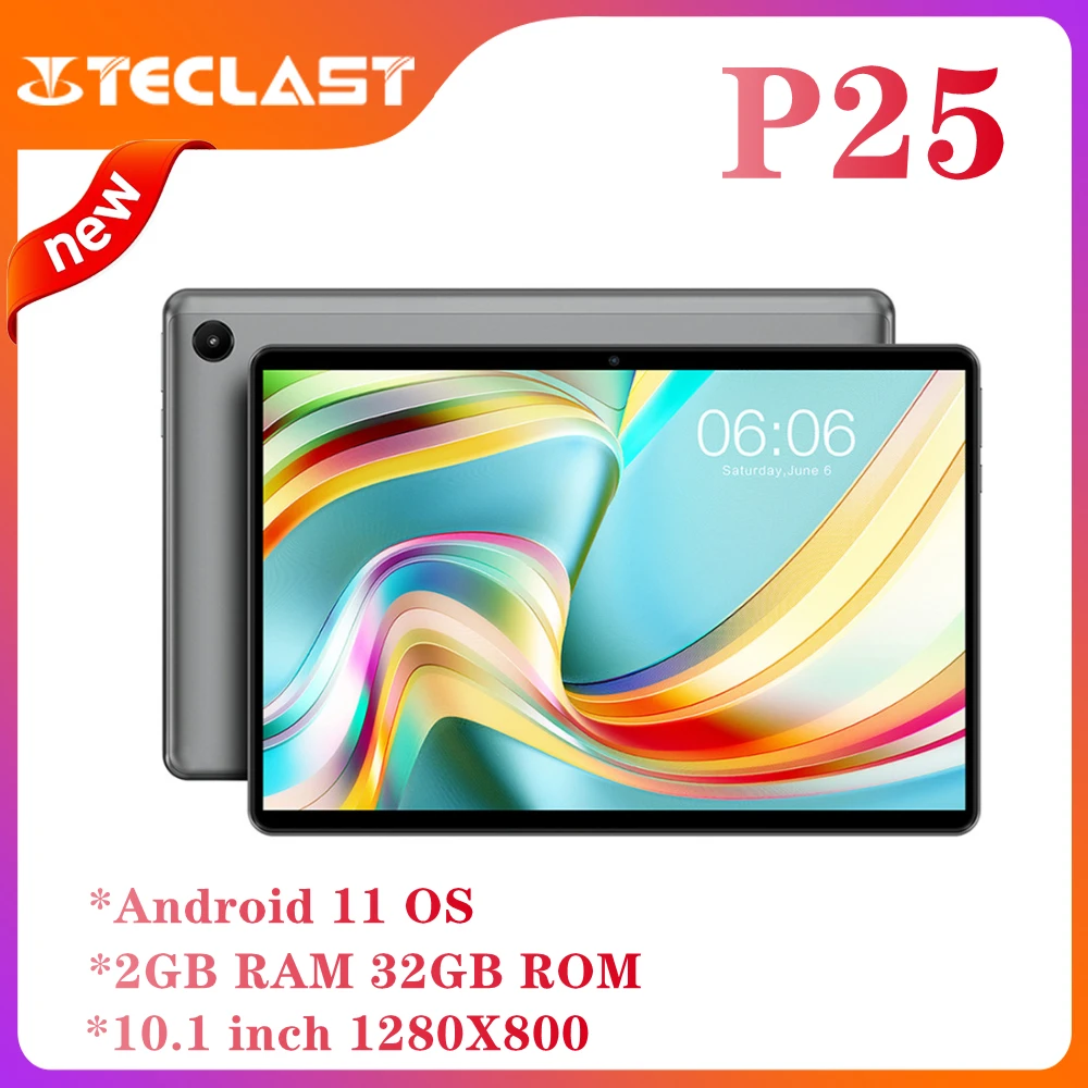 

NEW Teclast P25 10.1 inch 1280X800 Tablet Android 11 2GB RAM 32GB ROM ALLWINNER A133 Quad Core Dual Cameras Type-C Tablets