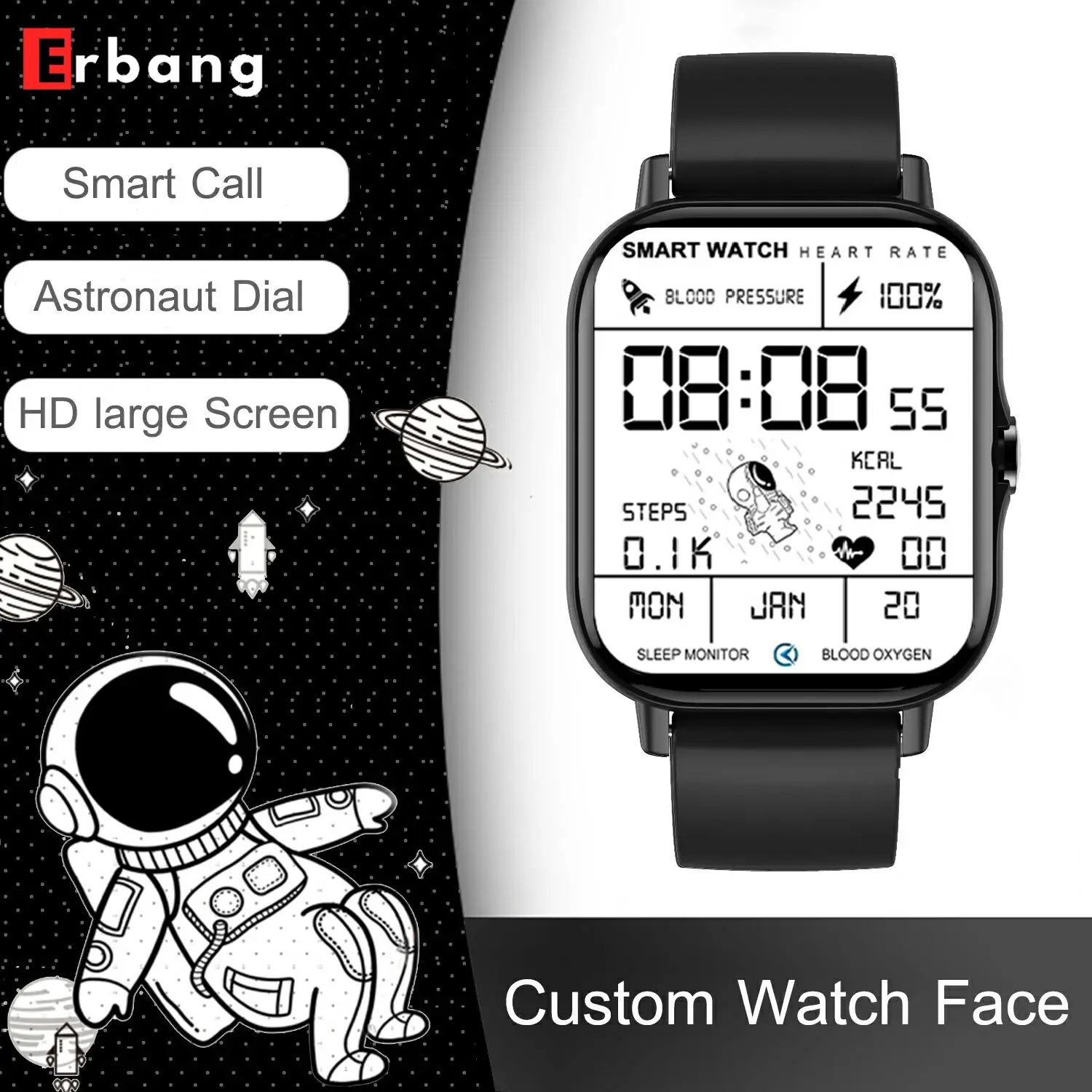 ERBANG GTS connecmontre Tee для мужчин и женщин браслет с вызовом Bluetooth 2021 дюймов