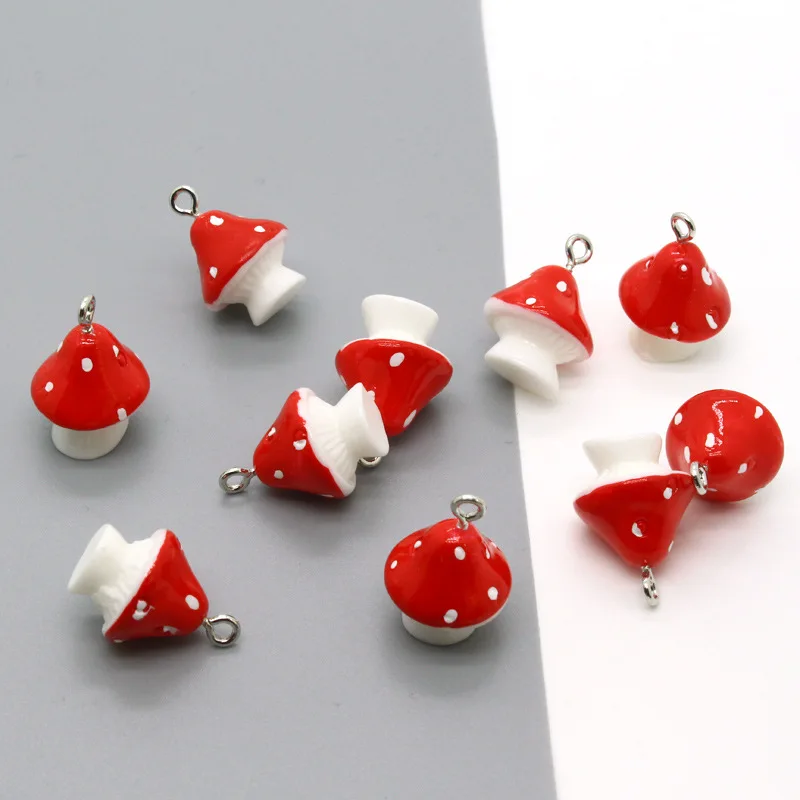

10PCS/lot Cute Simulation Resin Mushroom Earring Pendant DIY Necklace Earring Keychain Bracelet Jewelry Accessories