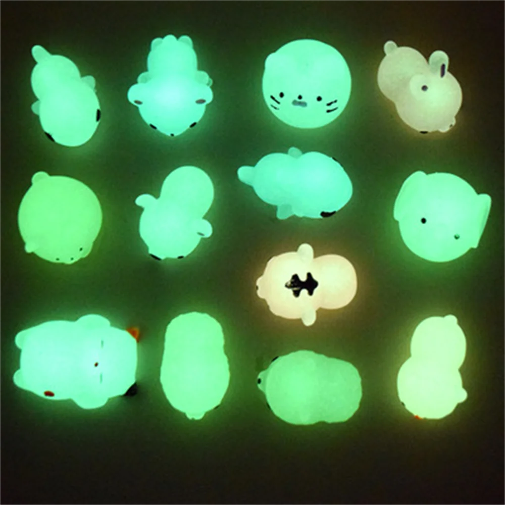 

5 Pack Kawaii Sensory Fidget Toy Cute Mochi Glow in the Dark Cat Squeeze Animals Toys Healing Fun Kids Toy