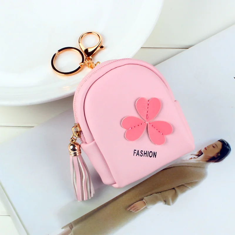 

Clover Women's Coin Purse Fashion Trend Pu Material Mini Wallet Simple Cute Girl Princess Style Bank Card ID Card Bag 2021 New