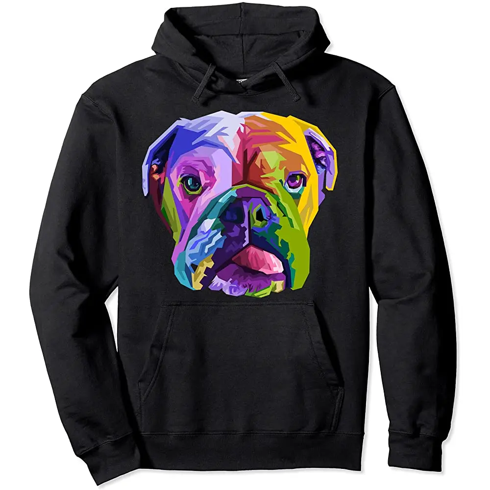 

English British Bulldog Pop Art Portrait for Dog Owners Pullover Hoodie