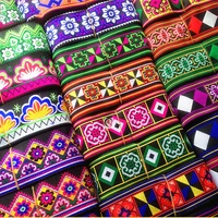 popular mixed geometric design 50mmx8yd hand woven cotton jacquard webbing for clothes cuffs belts and bag sewing accessories