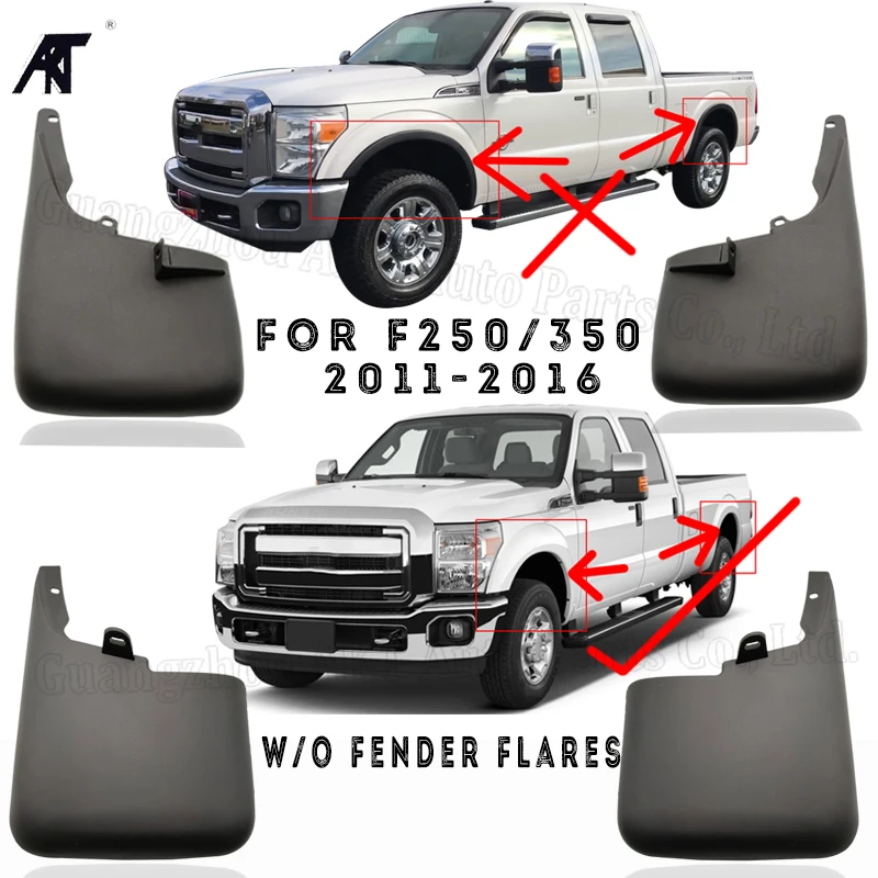 

4PCS/LOT Mud Flaps For Ford RAPTOR F250/350 2011-21016 without W/0 Fender Flares without wheel eyebrow Splash Guards Mud Guards