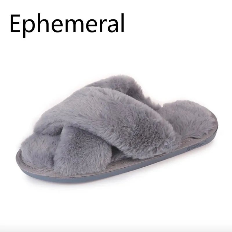 

Женские меховые тапочки для дома, теплые зимние шлепанцы с искусственным мехом, с открытым носком, стринги, розовые, черные, удобные, 41-36