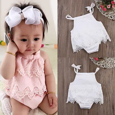

New Baby Girl Romper Newborn Floral Bodysuit Sunsuit Clothes Girl Lace Floral Ruffled Jumpsuit Outfit