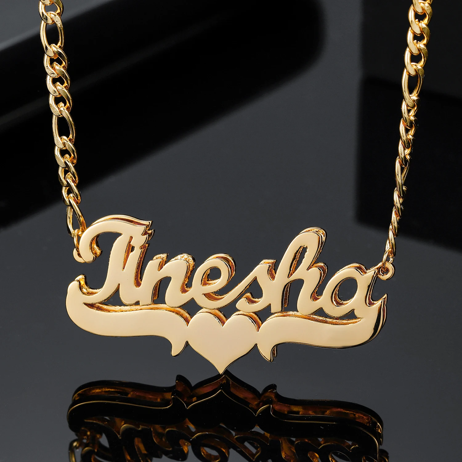 

Custom Double Layer Name Necklace Personalized 18K Gold Plated Stainless Steel Nameplate Pendant Chocker For Women Jewelry Gift