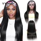 YYong захват повязка на голову прямые парики 100% человеческие волосы парик перуанская полоса парик с головной повязкой 8-24 дюйма вязальная машина парик бесплатно шарф