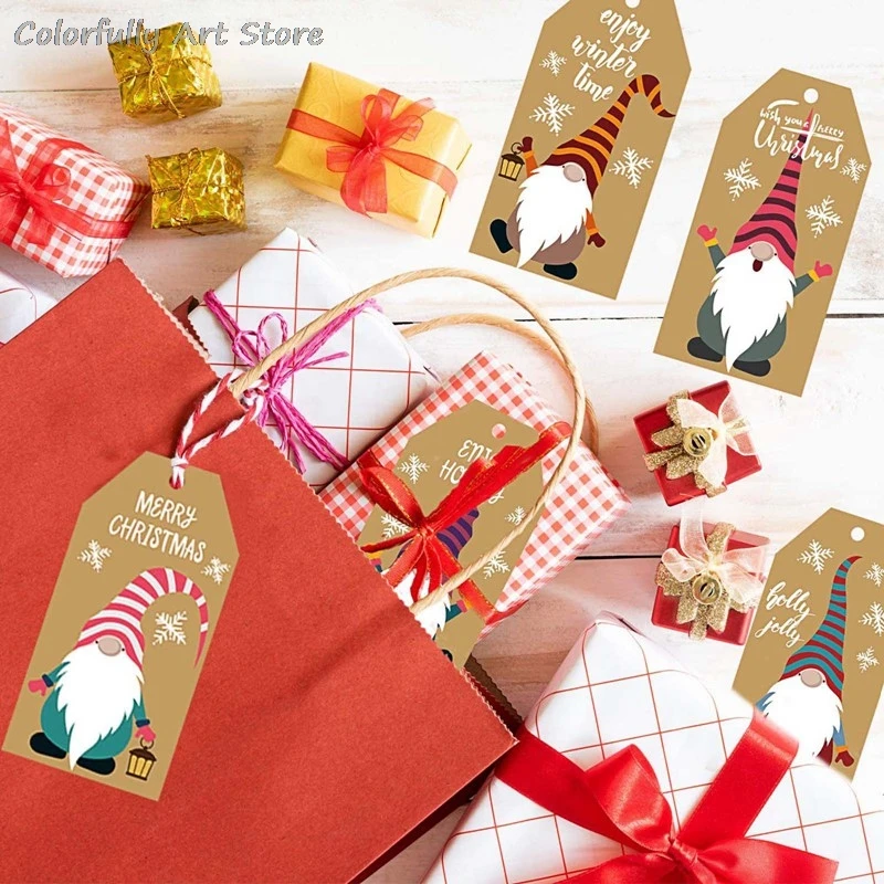 100pcs For Merry Christmas Tags Kraft Paper Card Label Tag DIY Hang Tags Gift Wrapping Decor Gift Card Christmas Favors Supplies sen european style printed gift baking packaging label wish message card christmas kraft paper small tag
