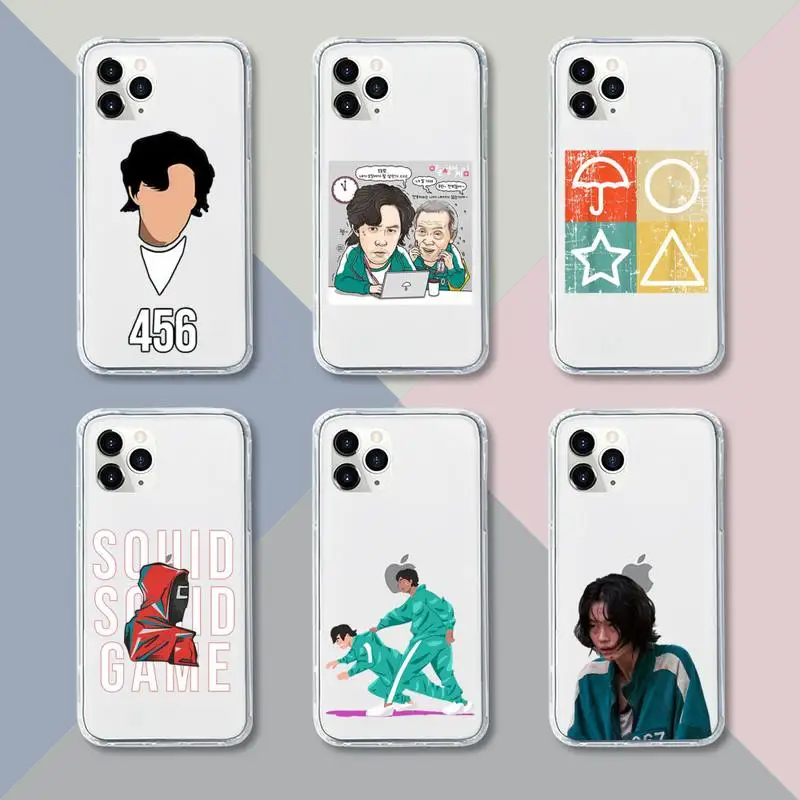 

Squid Game 456 Round Six Phone Case Transparent For iPhone 13 12 11 pro mini XS XR X max 5 6 s 7 8 plus Soft Clear Mobile bags