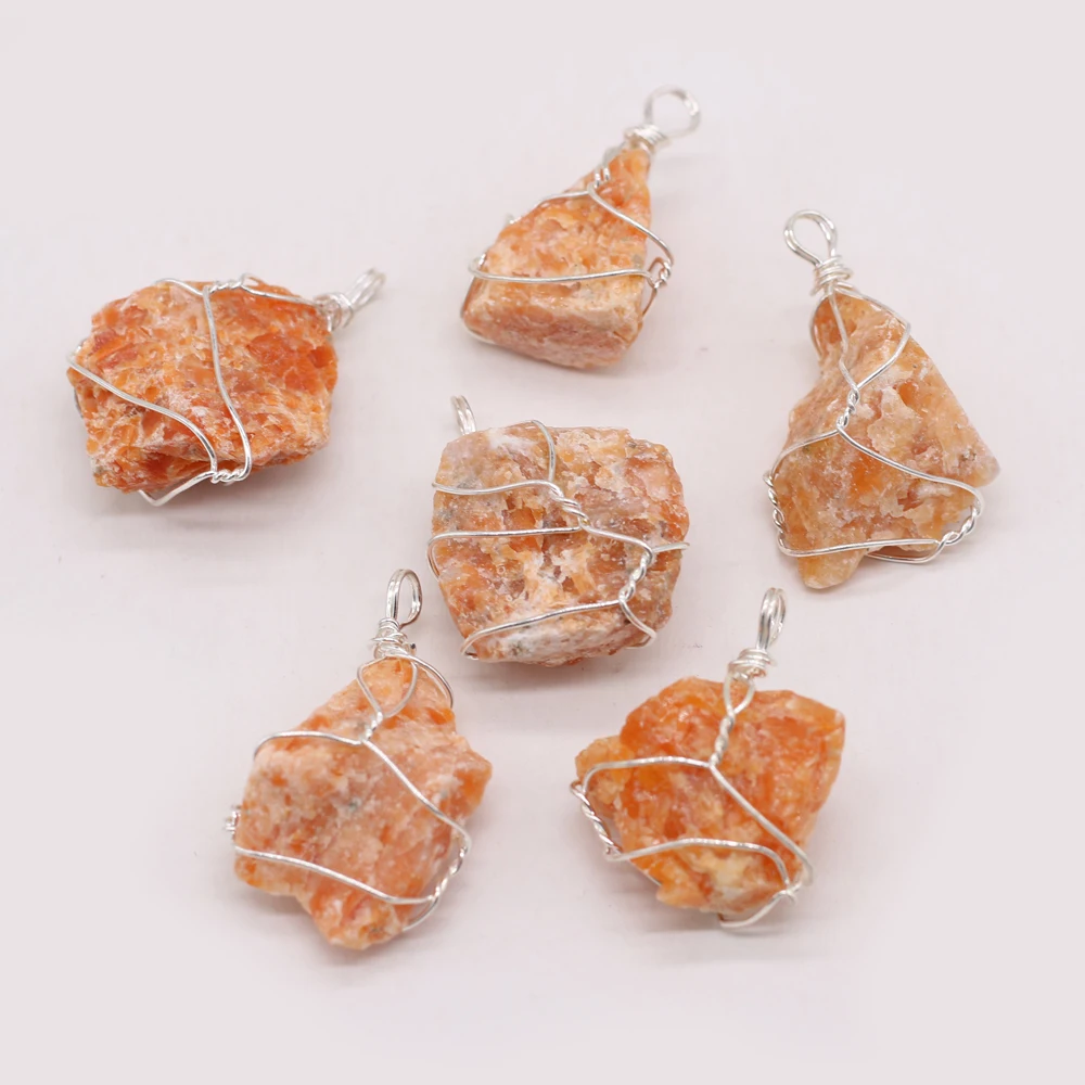

Wholesale10PCS Natural Semi-precious Stone Yellow Crystal Bud Wrapped Silver Pendant Making DIY Necklace Earrings Jewelry Gifts