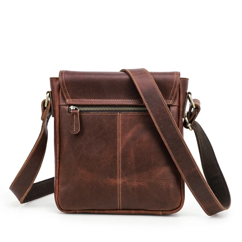 Retro Crazy Horse Leather Men's Shoulder Bag Multifunctional Casual Men's Messenger Bag Large Capacity iPad Computer Bag