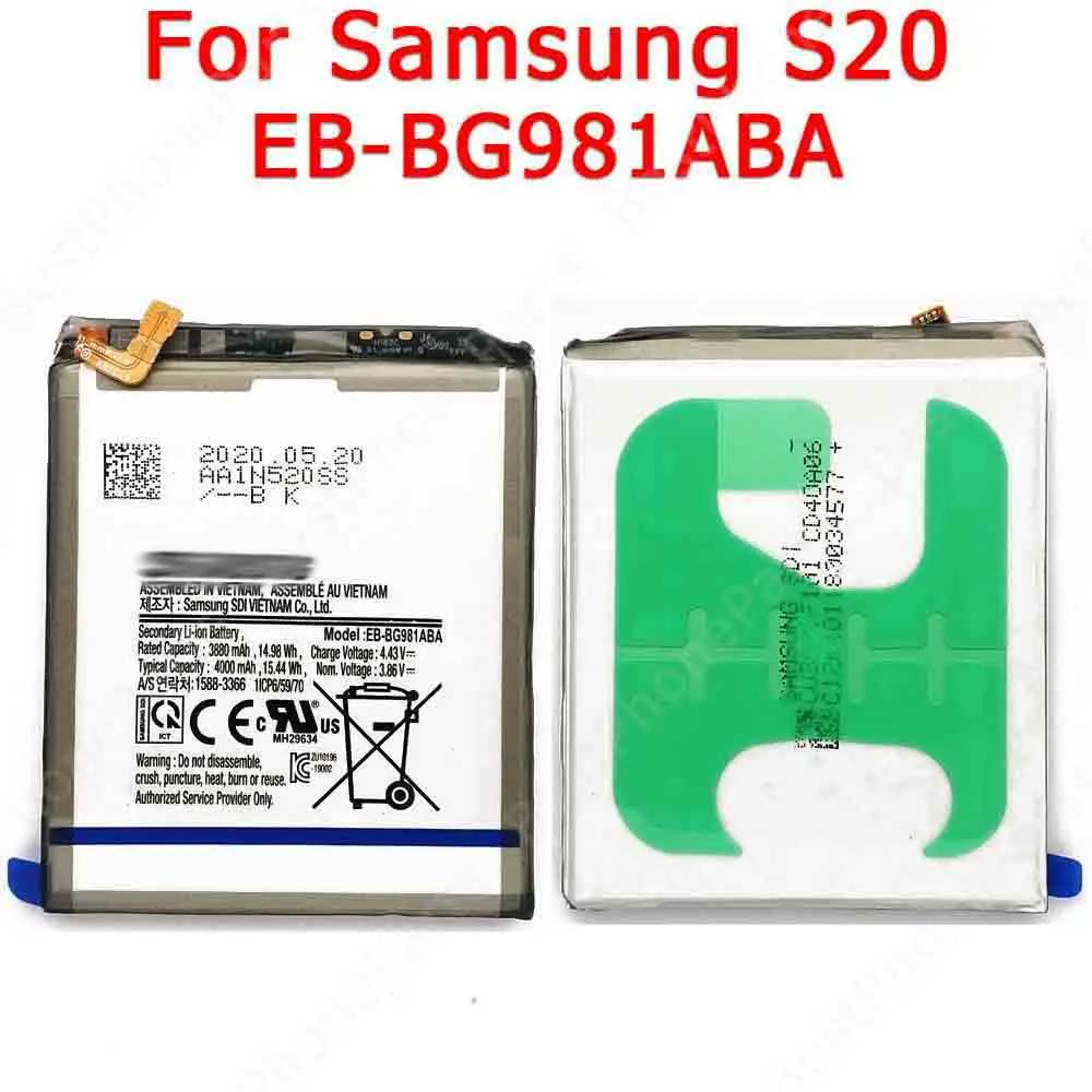 

Аккумулятор для Samsung Galaxy S20 G980 G981 4G 5G, запасные части для оригинального телефона, литий-ионный аккумулятор 4000 мАч, замена