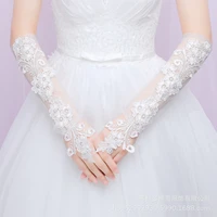 new ladies sweet embroidery floral lace long gloves sheer mesh length bridal wedding prom sunscreen fingerless mittens