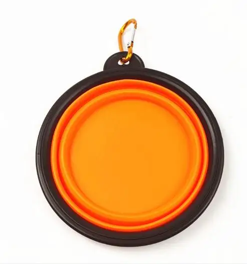 orange Собака Кошка вода еда силиконовая миска портативный туристическая миска питатель уличная переноска для поездок кошка собака миски дозатор сумки аксессуары для домашних животных - Цвет: orange