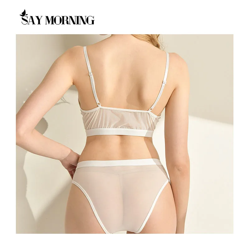 Комплект женского кружевного нижнего белья SAY MORNING ультратонкий с вырезами