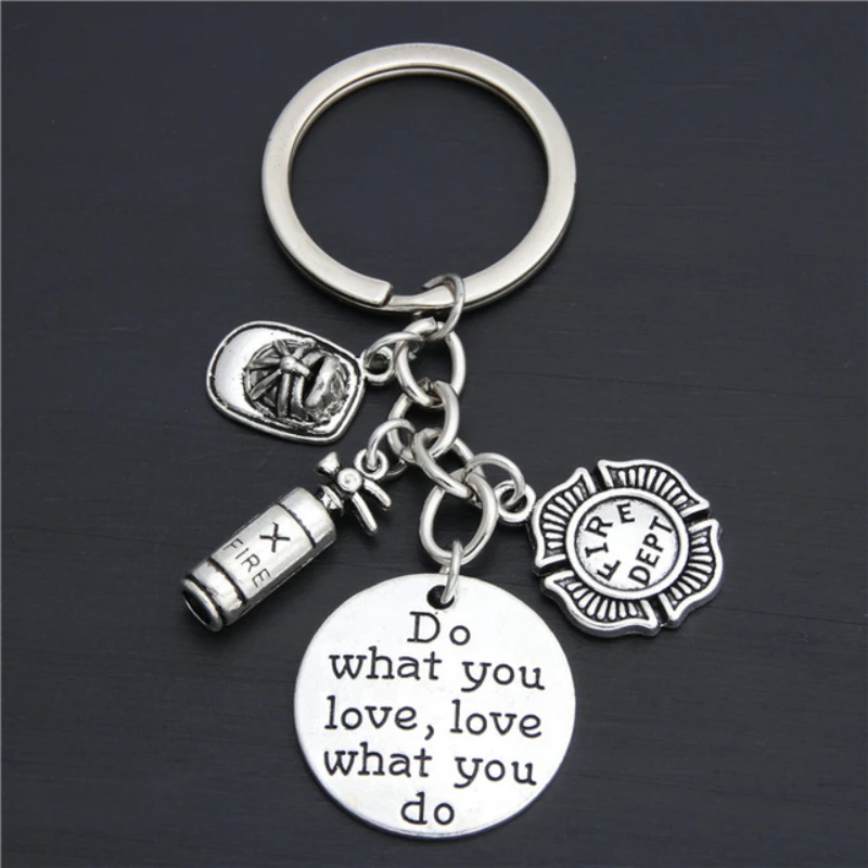 

Do What You Love Fire Extinguisher Hat Fire Dept. Fireman Safety Rescue Key Chain Charm