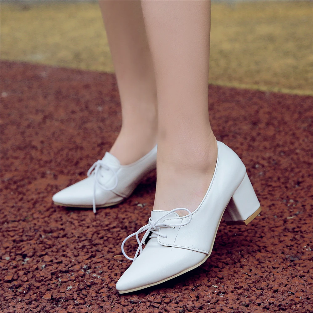 Женские туфли на высоком каблуке лодочки с острым носком кожаные квадратном со