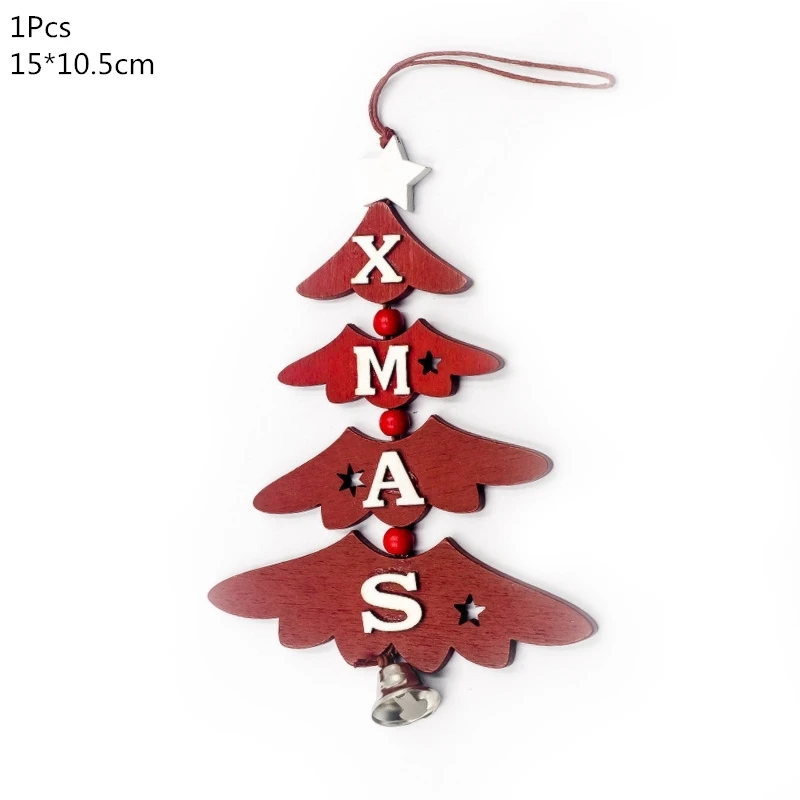1pcs red tree Деревянная Рождественская елка, украшения, деревянная подвеска, автомобиль/Лось/звезда, поделки своими руками, Noel, рождественские украшения для дома, рождественский подарок для детей - Цвет: 1pcs red tree