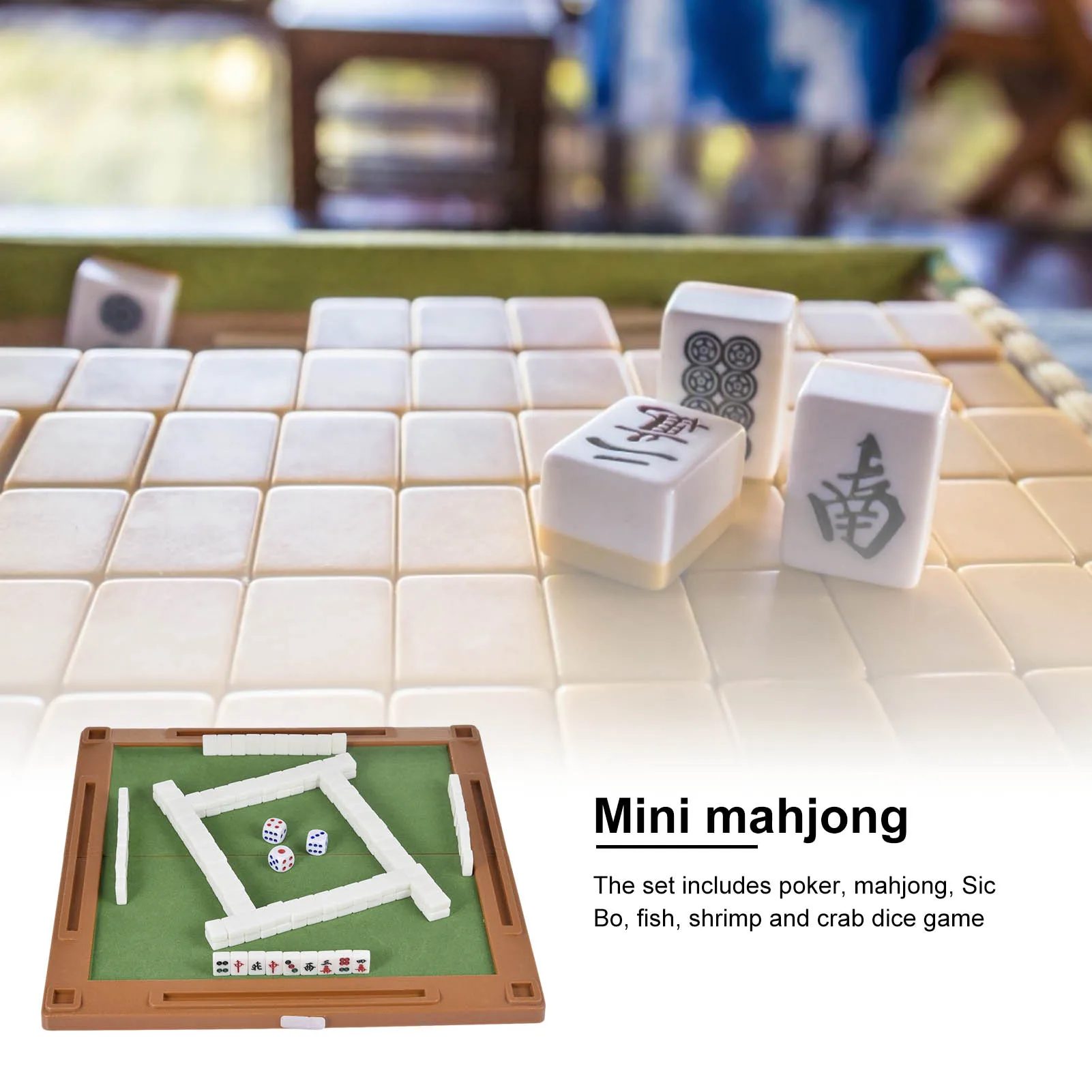 

Mini Six-in-one Travel Mahjong With Countertop Small Mahjong Fish, Shrimp And Crab Poker Game