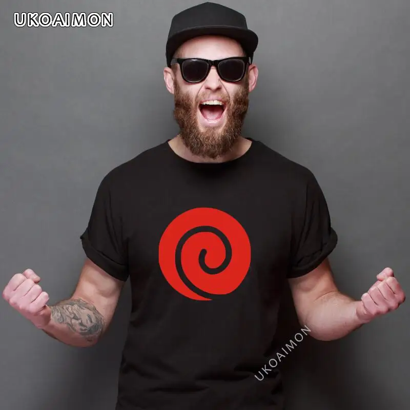 Новое поступление мужские футболки с символом клана удзумаки аниме косплей