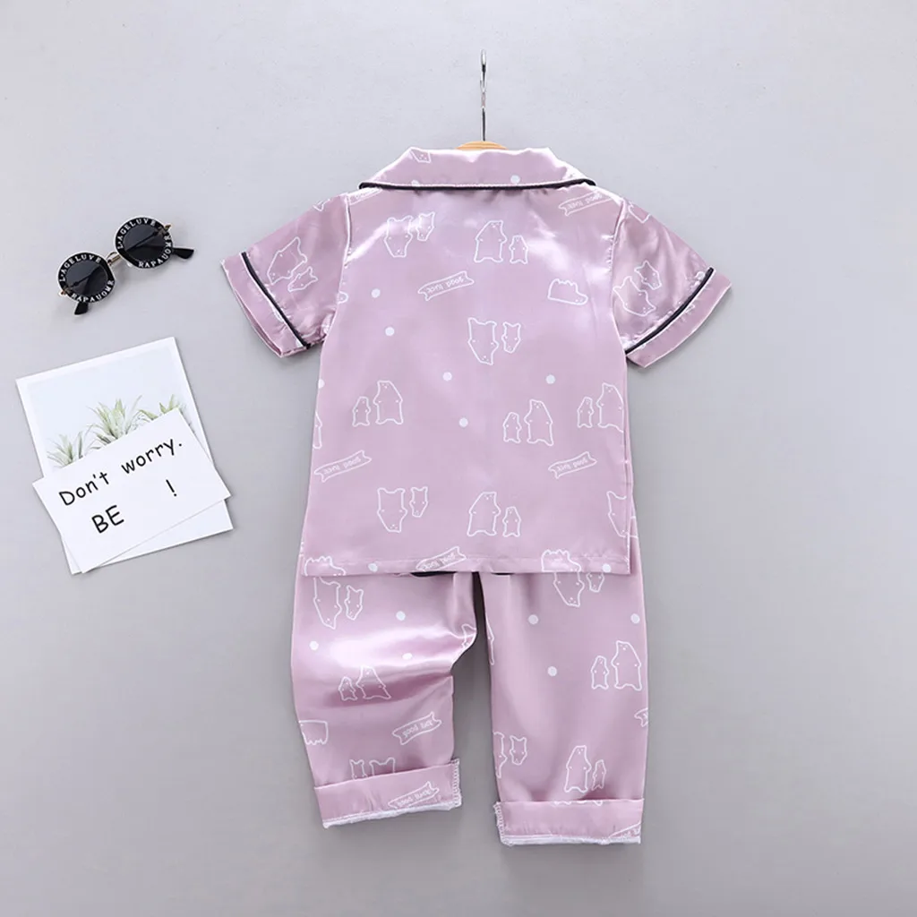 Детская летняя Пижама с коротким рукавом для мальчиков и девочек топы мультяшным