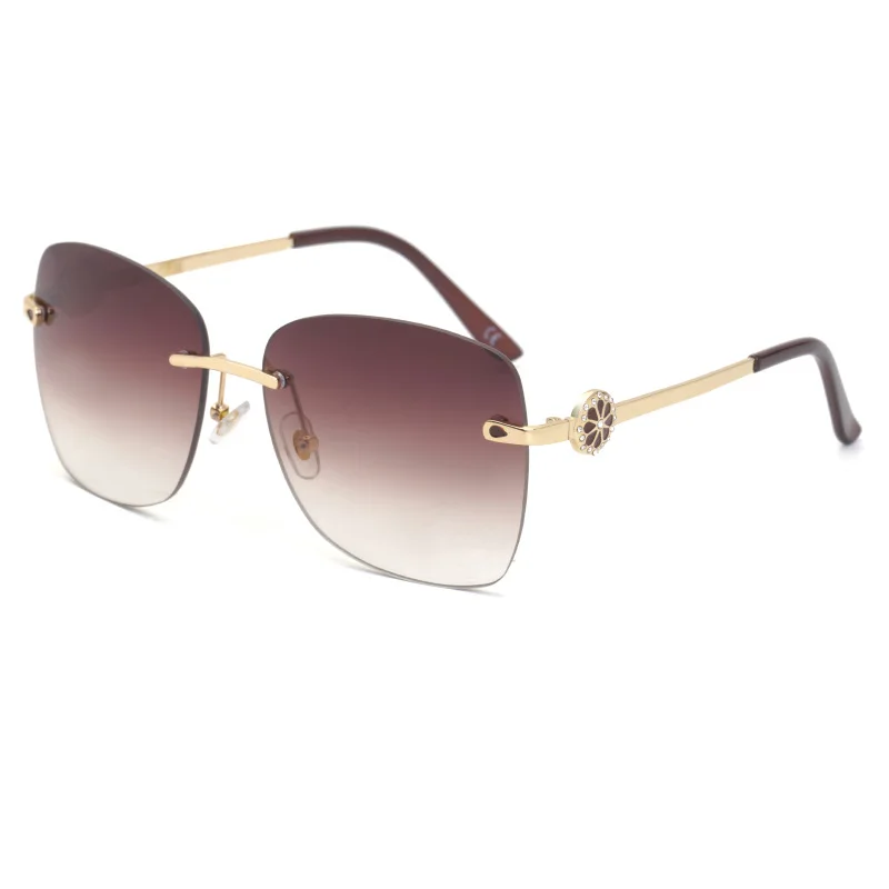 

2020 new trim rimless sunglasses female sunglasses female trendy metal sunglass
