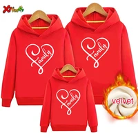 family outfit matching hoodie winter warm pullover kids clothes love heart sweatshirt hoodie gift thanksgiving outfits for girls