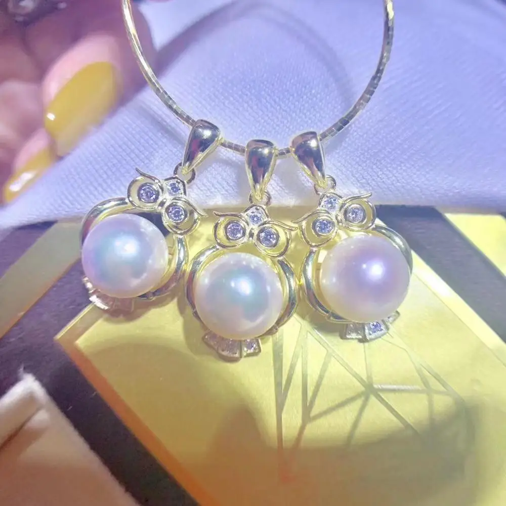 

Popular Owl 925 Silver Pendant Setting Base Mounting Parts Pendant Findings for Akoya Edison Pearls Corals Jade Stones Beads