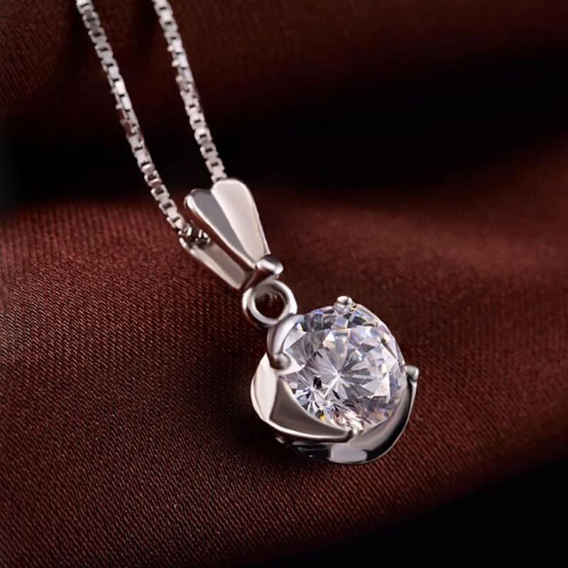 Женское ожерелье из серебра 925 пробы с кулоном в виде цветка циркония | Украшения