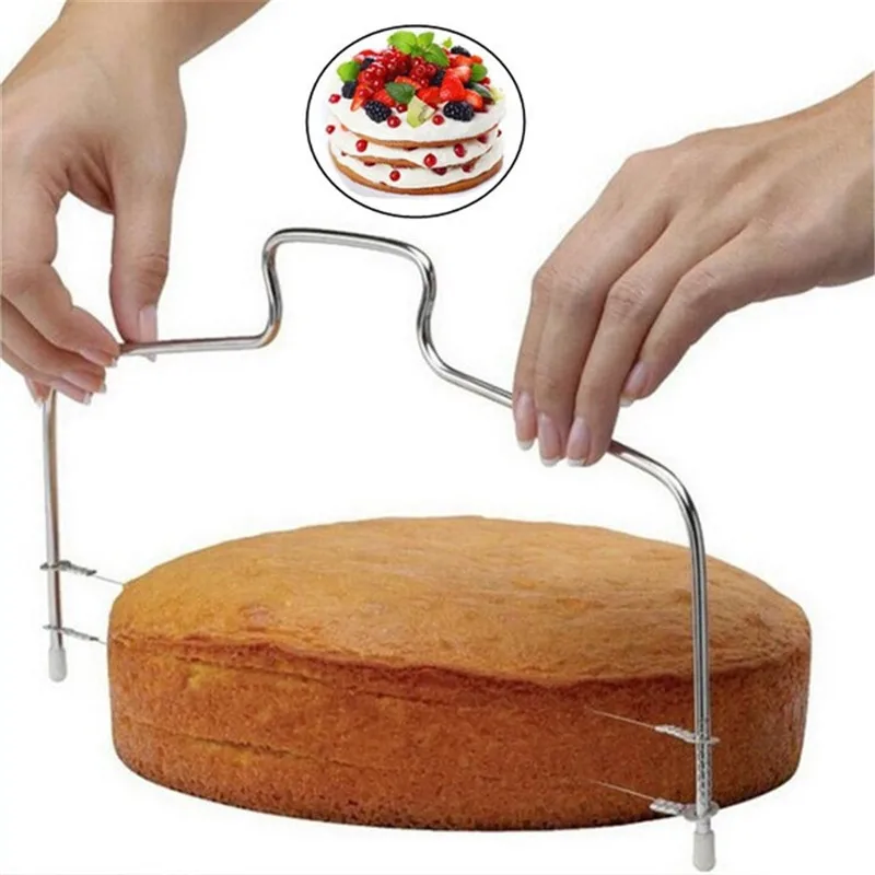 

Kitchen Accessories Adjustable DIY Double Slice Bread Cutter Durable Leveler Stainless Steel Cake Baking Tools Kitchen Gadget