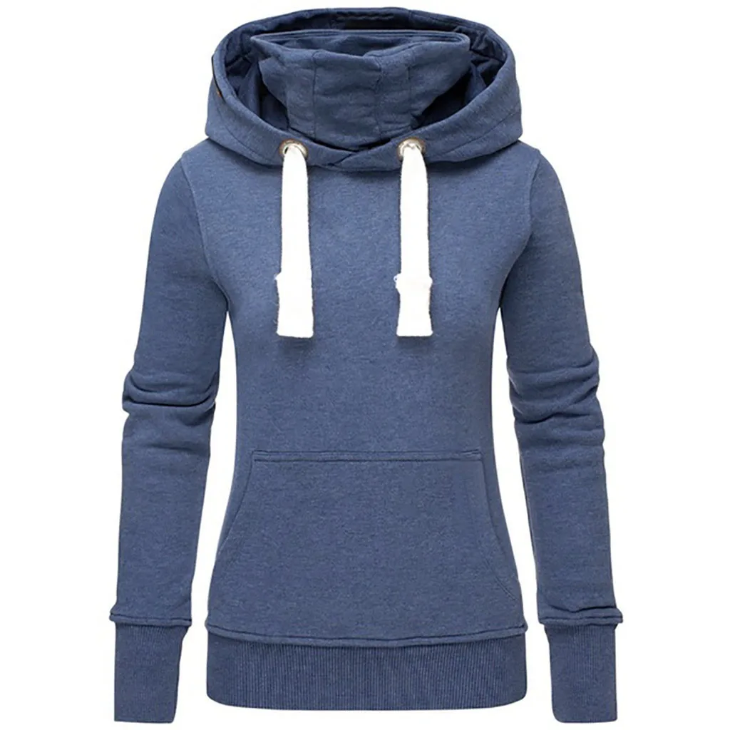 Women Ladies Solid Hooded Turtleneck Long Sleeve Sweatshirt Pullover Tops Hoodie Streetwear Women Oversized Hoodies Sudaderas