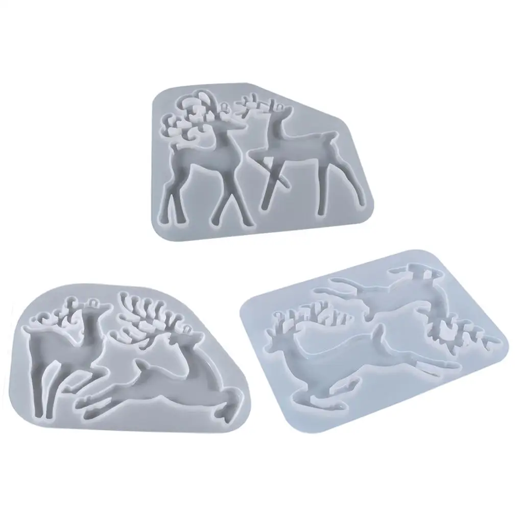 

1PC Silicone Deer Casting Mold Christmas Tree Decor Ornaments Resin Mold Christmas Mold for Keychain Craft Jewelry Hanging Tag
