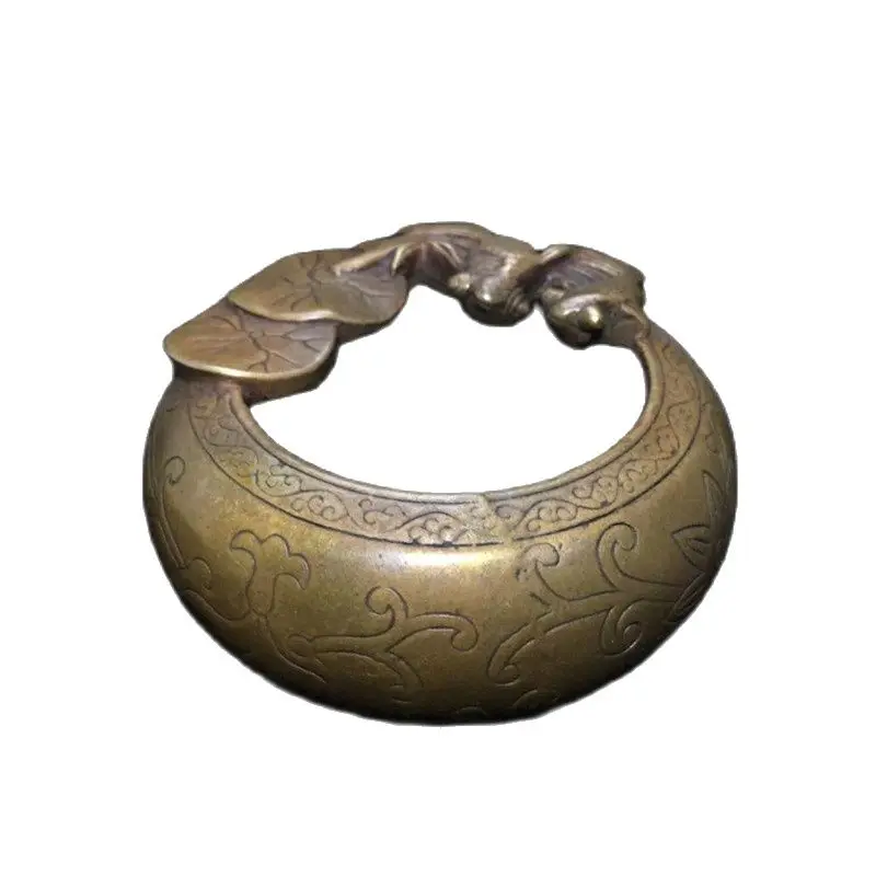 

Chinese Old Copper Collection Pure Copper Round Ashtray