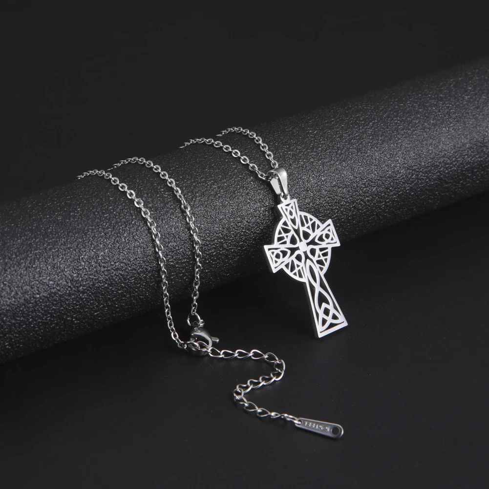 Skyrim Ожерелье с подвеской в виде креста Viking Irish Celtics Knot для женщин из нержавеющей