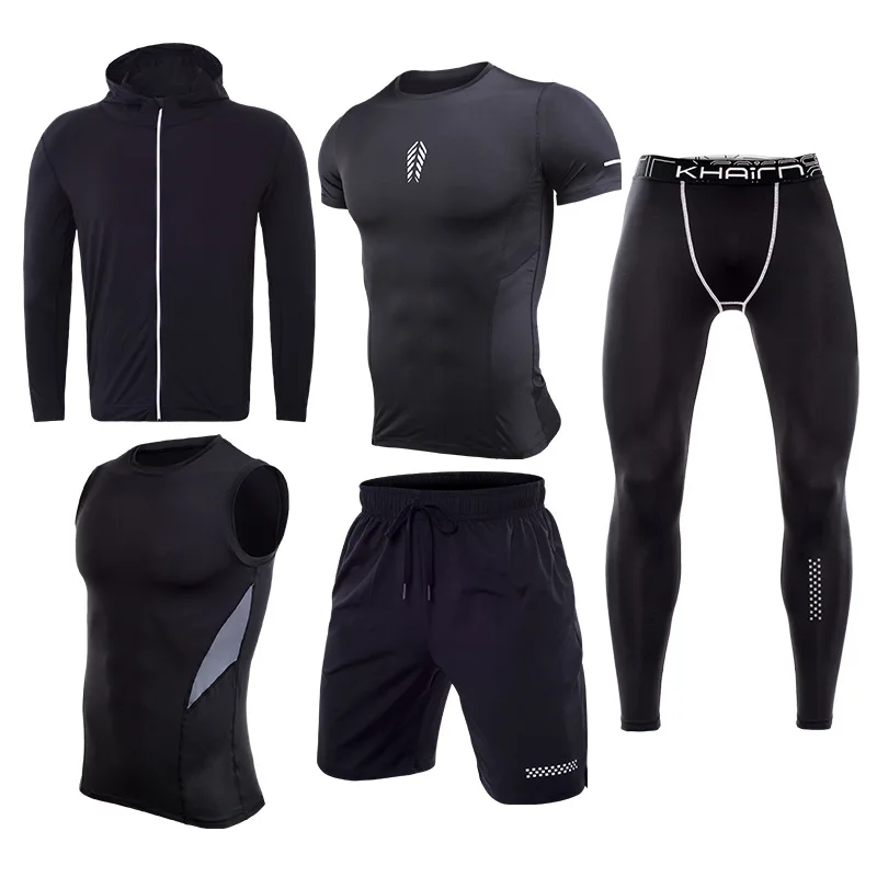

Summer Sports Suit Men's Breathable Quick-drying Clothes Outdoor Running Basketball Fitness Clothes Sports Three-piece Suit